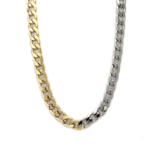 Stainless steel and gold curb 9mm x 43cm + 5cm extension chain - SSYN4167