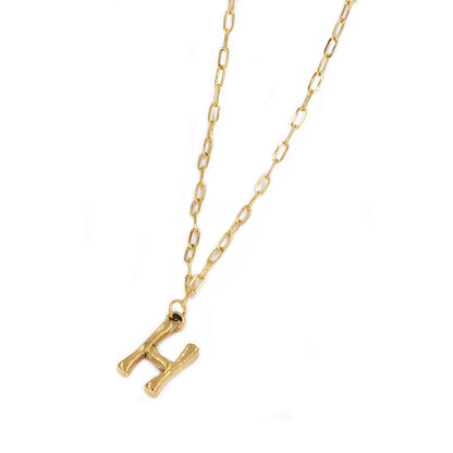 Stainless steel gold initial pendant on chain - SSYN4565