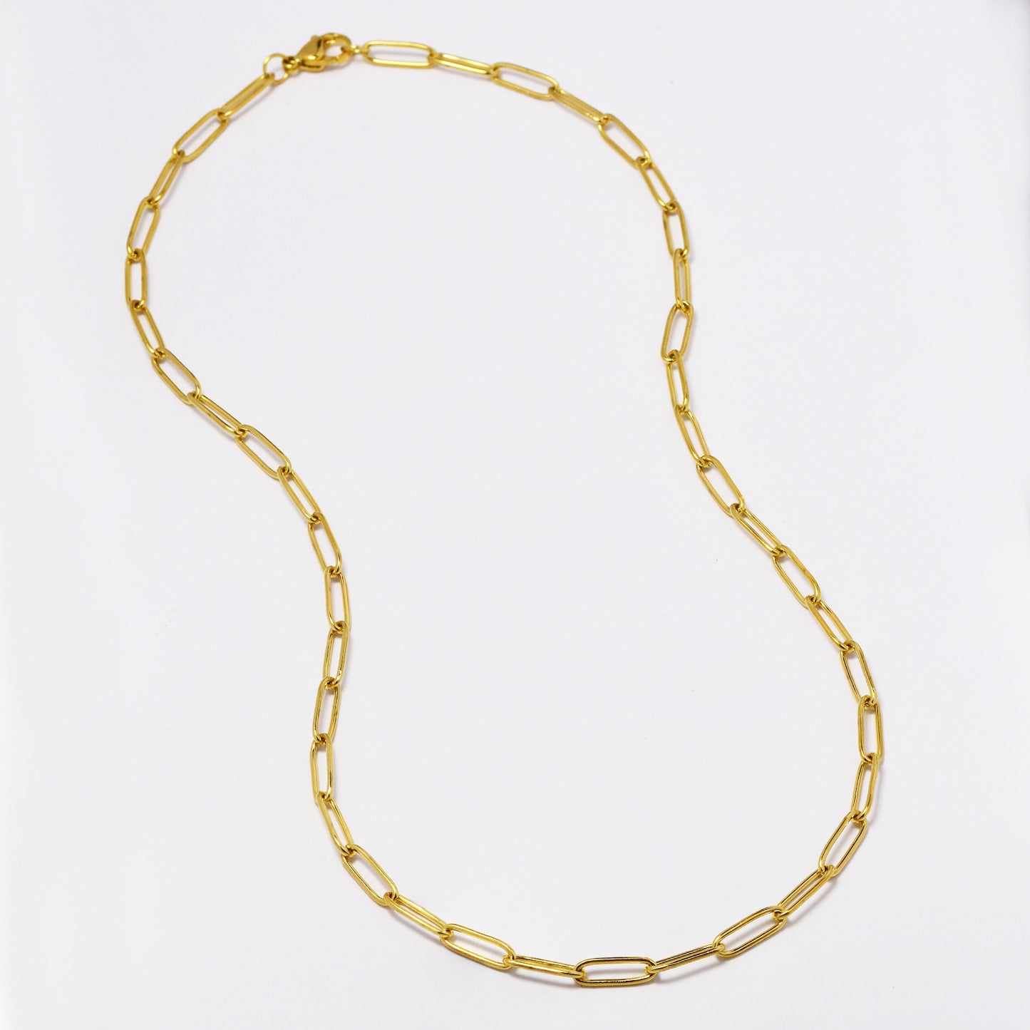 Stainless steel gold paper clip 4mm x 45cm chain - SSYN4807