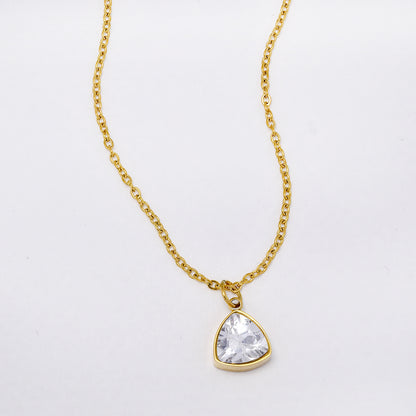 Stainless steel triangle cubic zirconia necklace