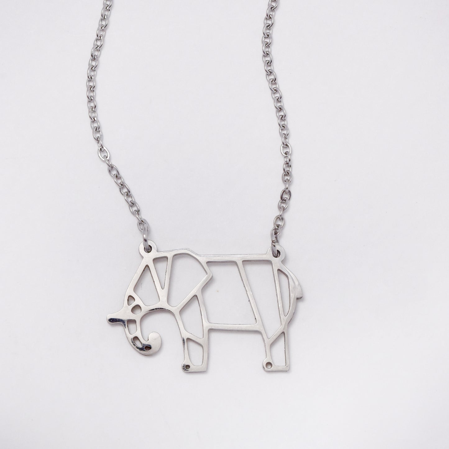 SSYN5885 - Steel cutout elephant necklace