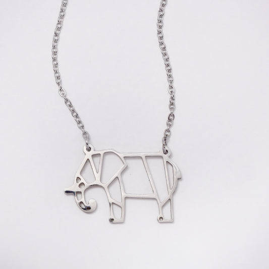 SSYN5885 - Steel cutout elephant necklace