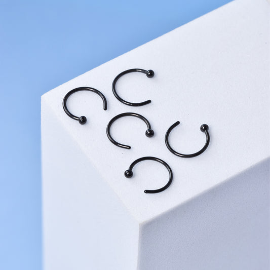 5 Pack Stainless steel 0,8 x 8mm nose ring - SSYNS4674