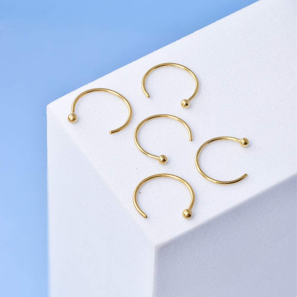 5 Pack Stainless steel 5 piece  0,8 x 10mm nose ring
