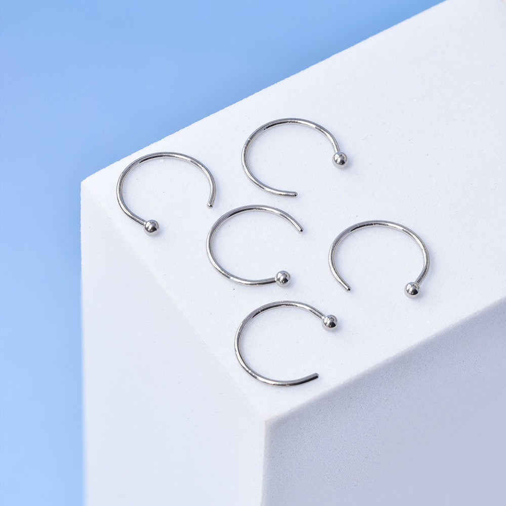 5 Pack Stainless steel 5 piece  0,8 x 10mm nose ring