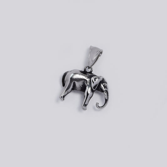 Stainless steel oxidized elephant body pendant