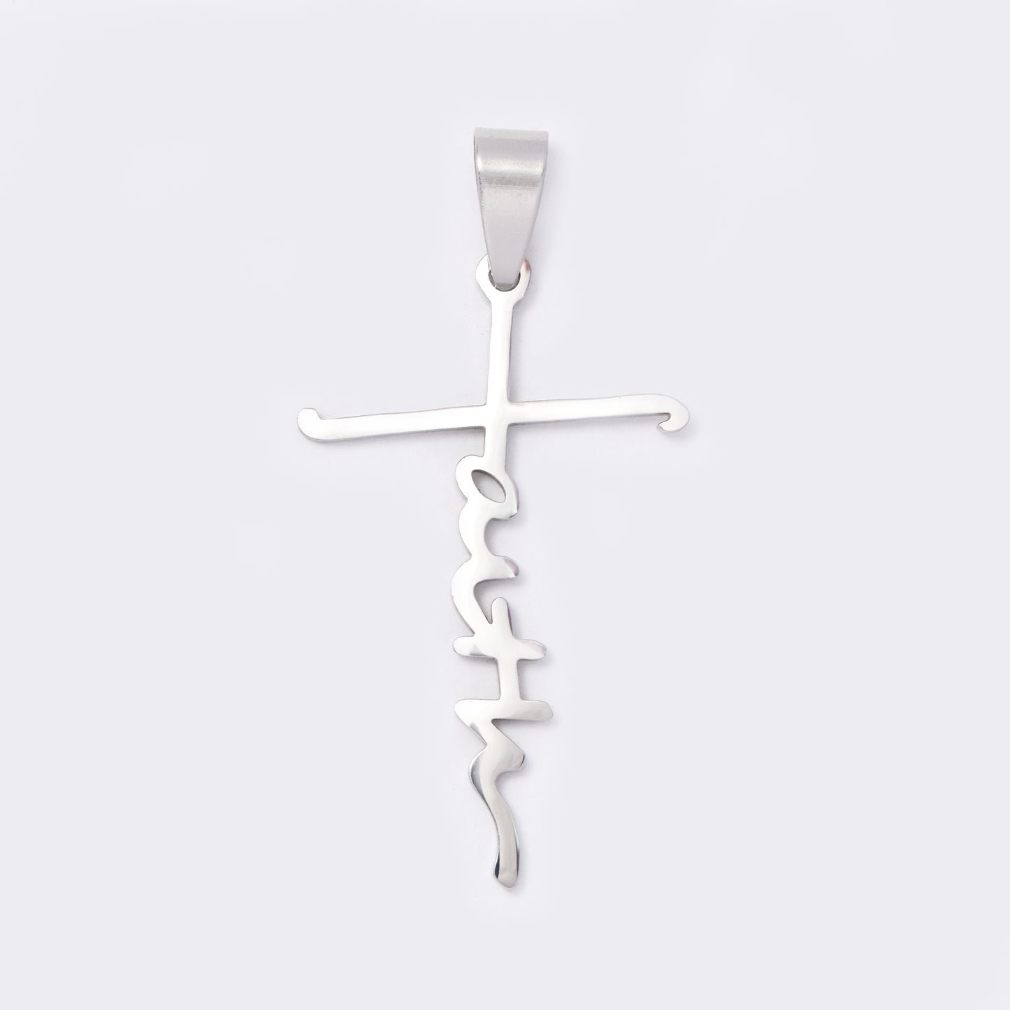 Medium faith cross steel pendant - SSYP5647