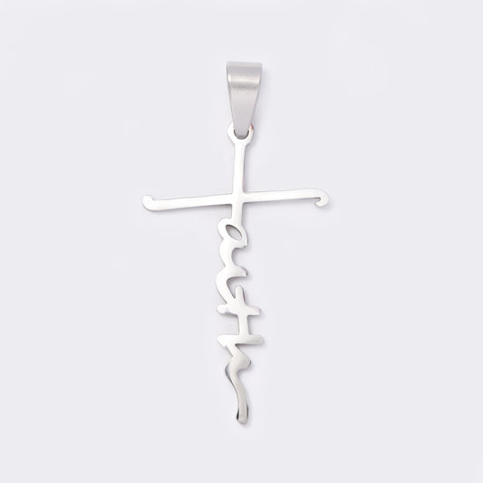 Medium faith cross steel pendant - SSYP5647