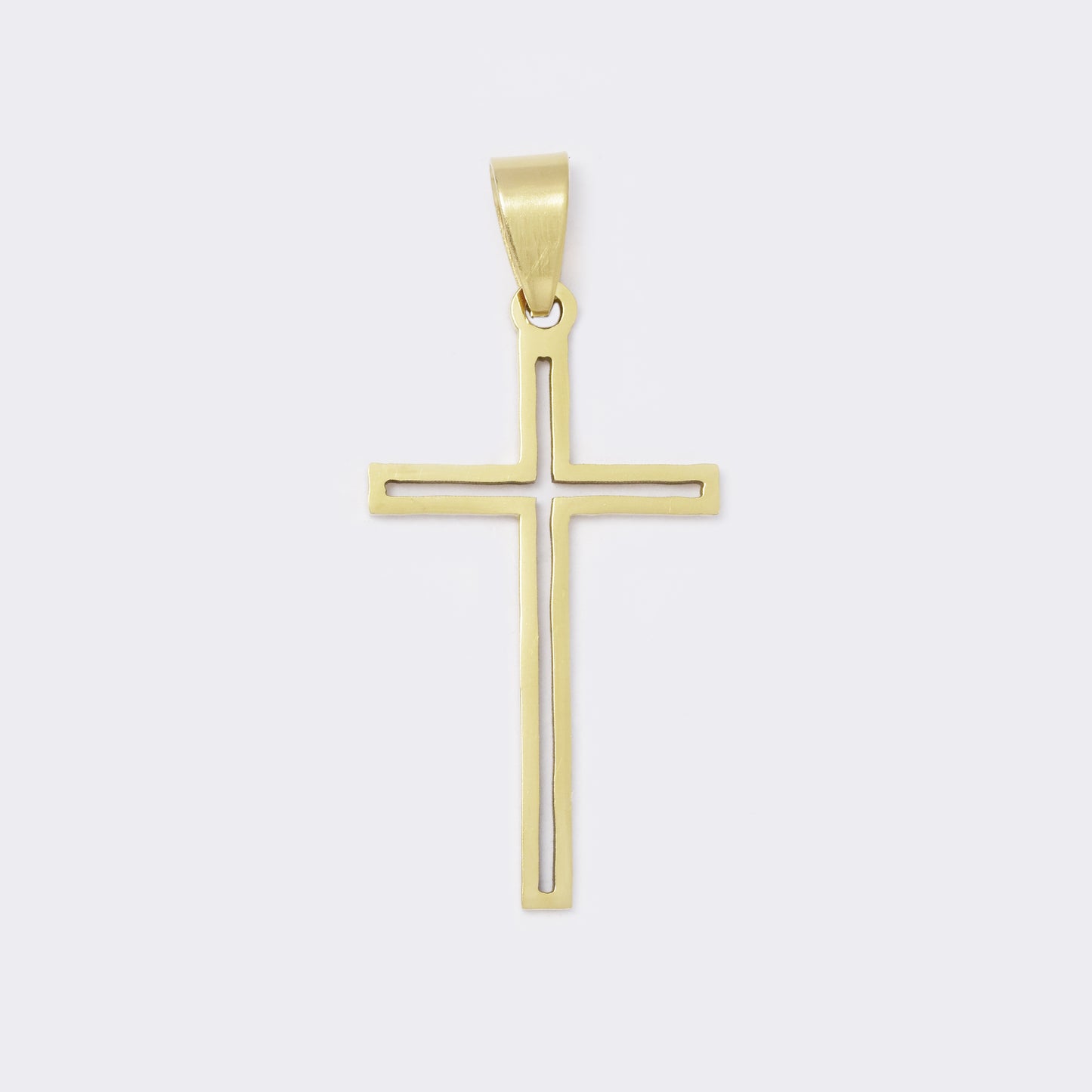 Thin cutout cross steel pendant - SSYP5648