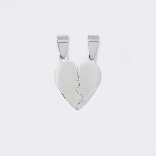 2 Piece split heart steel pendant - SSYP5655