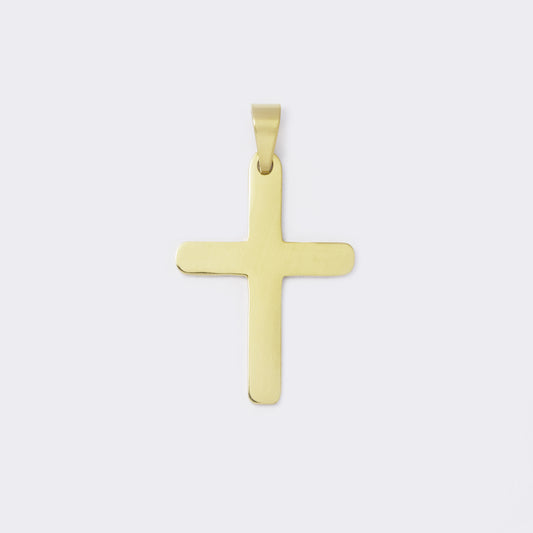 Medium gold solid cross steel pendant - SSYP5663