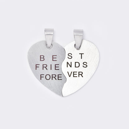 2 Piece split heart BFF steel pendant - SSYP5665