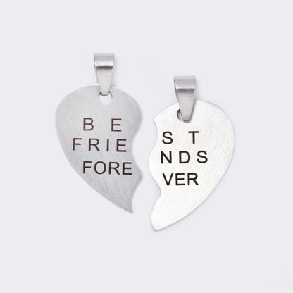 2 Piece split heart BFF steel pendant - SSYP5665