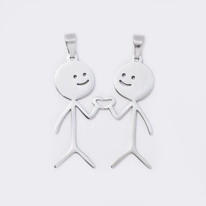 2 Piece split friends steel pendant - SSYP5666