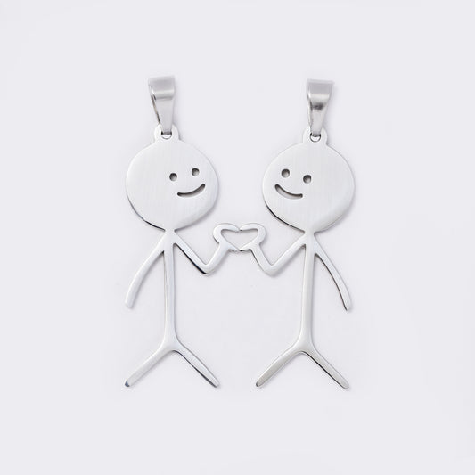 2 Piece split friends steel pendant - SSYP5666