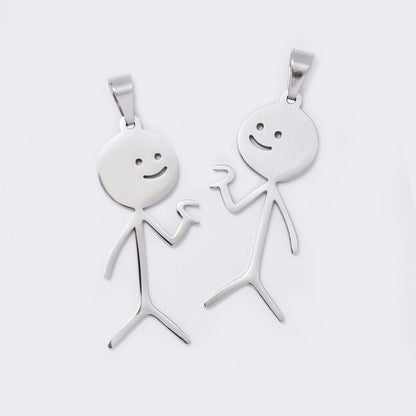 2 Piece split friends steel pendant - SSYP5666