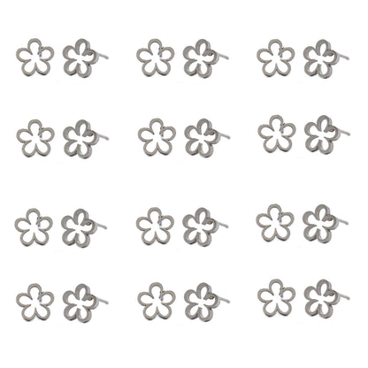 Stainless steel 12 pack flower studs - SSYPK4449