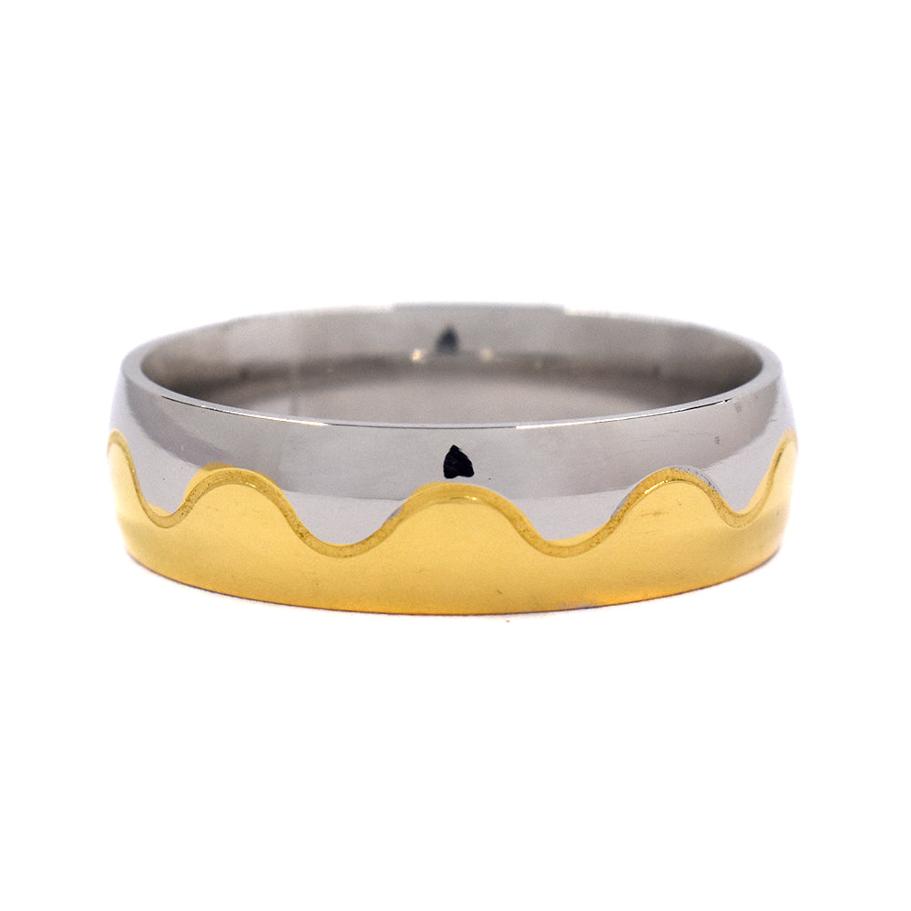 Stainless steel 2 plated curved band ring