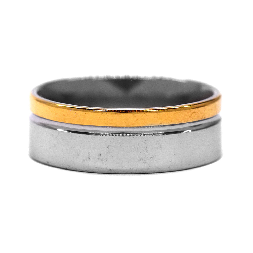 Stainless steel diagonal engraved stripe ring - Size Y - SSYR2251