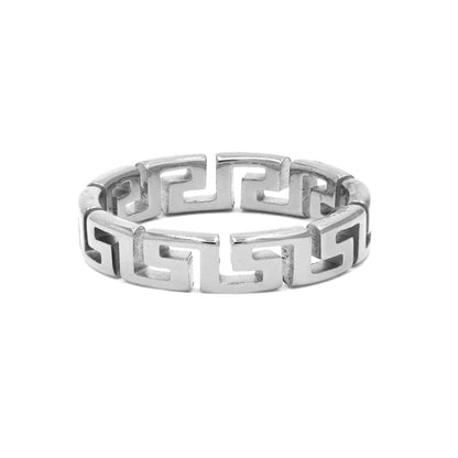 Stainless steel Grecian pattern ring - SSYR4657