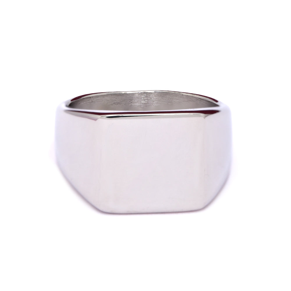 Stainless steel rectangle box signet ring - SSYR4759