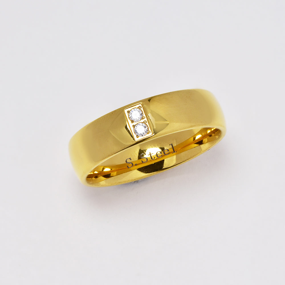 gold Stainless steel band with cubic zirconia - SSYR4941