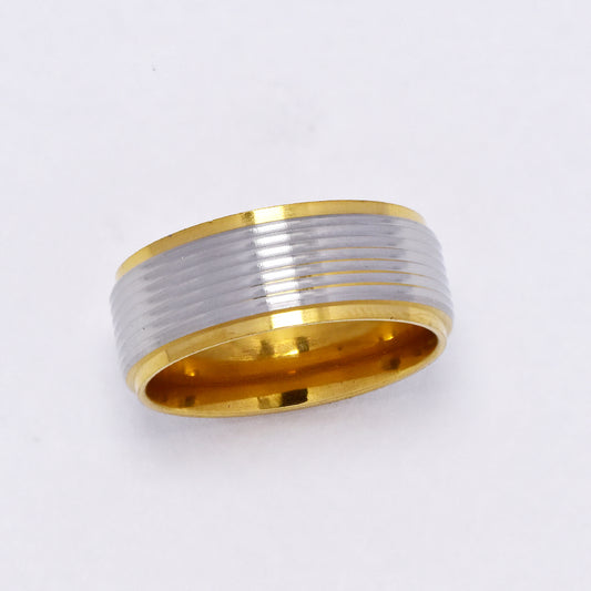 Stainless steel two toned multi groove band - SSYR5298