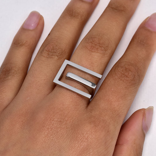 Geometric stainless steel ring - SSYR5639