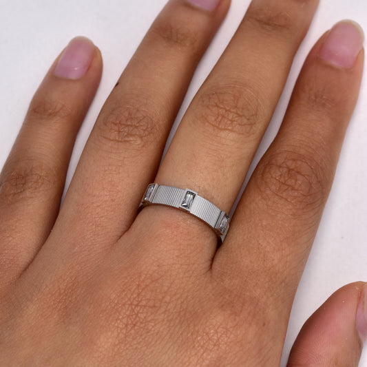 Steel cz band ring - SSYR5644