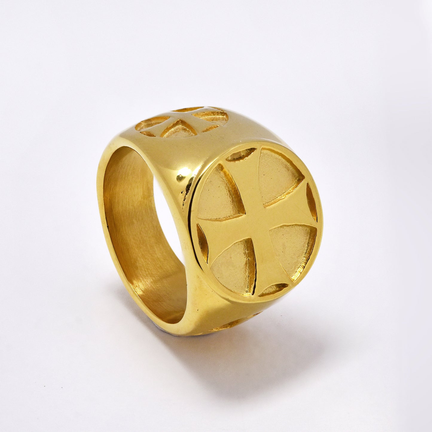 Steel cross signet ring - SSYR5871