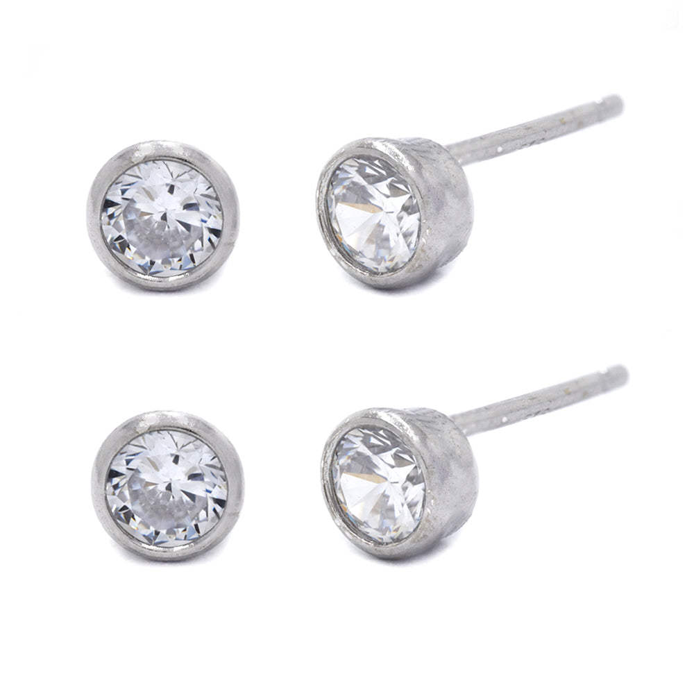 2 Pack 925 Silver rhodium plated 4mm tube stud earrings - STUD4TUBE