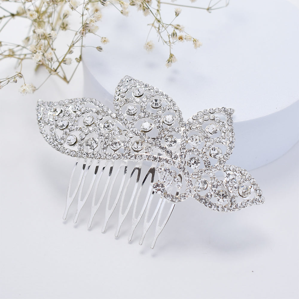 Crystal studded swan detail hair comb - ABH1057