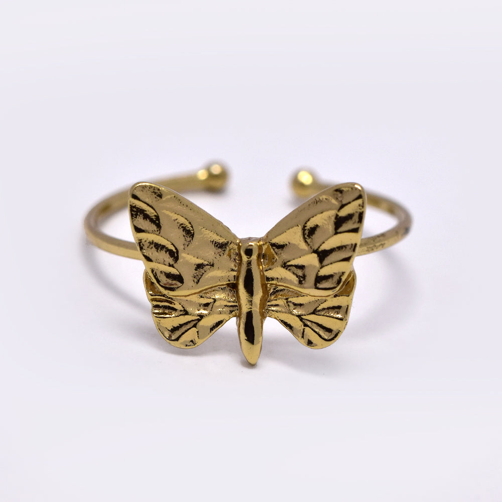 Fashion gold plated butterfly free size ring - VR290