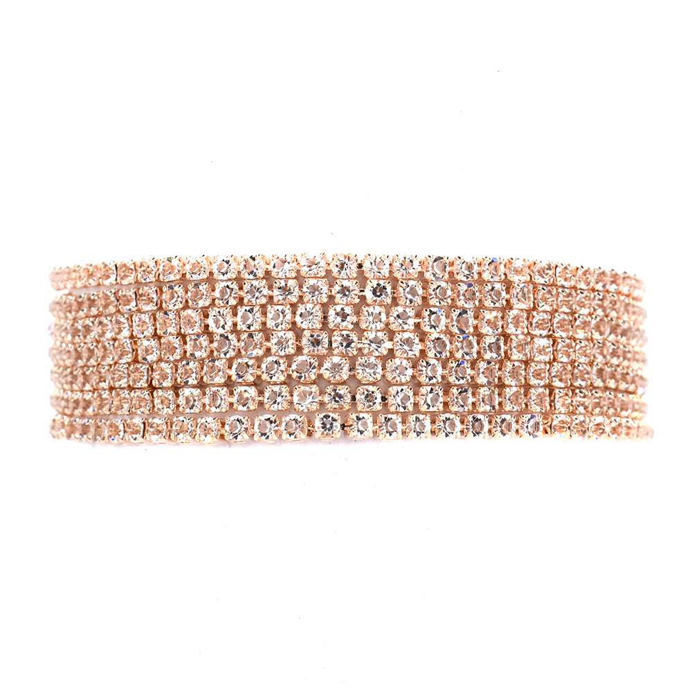 Fashion crystal 7 row gold plated bracelet - VB6078