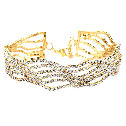 Fashion crystal cutout glamour wavy pattern bracelet - VB6860