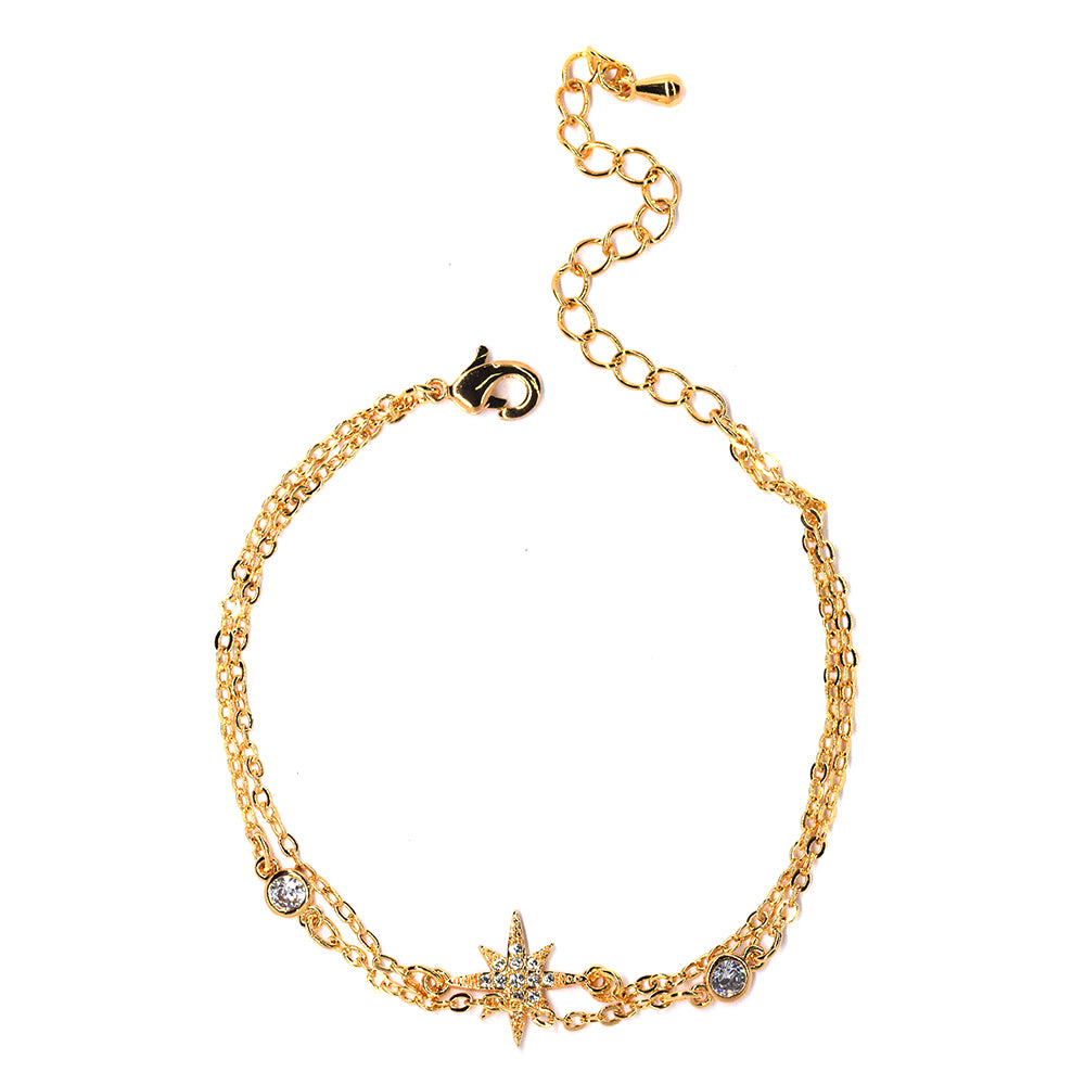 Premium cubic zirconia gold star adjustable bracelet
