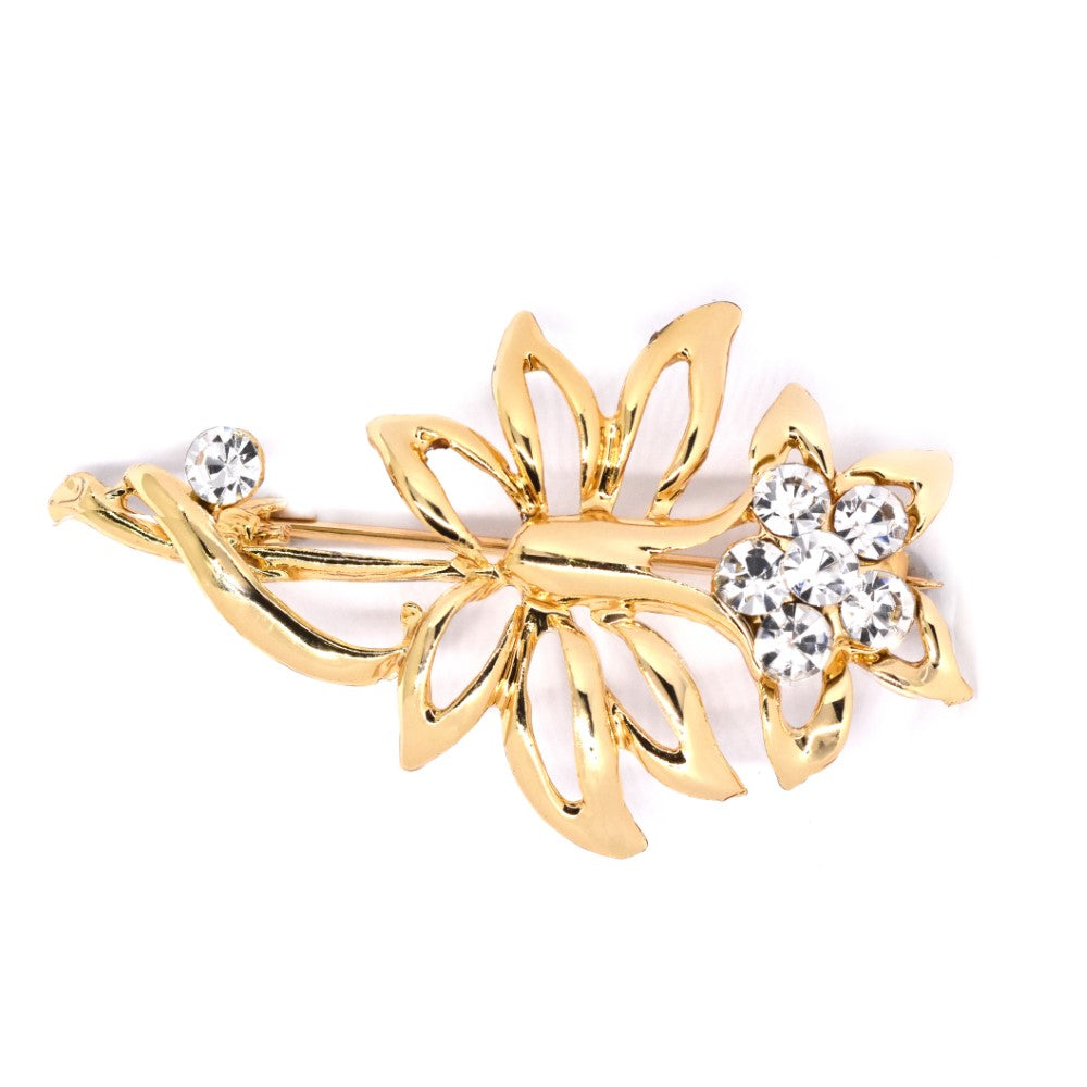 Gold plated crystal daffodil brooch - VBR6224