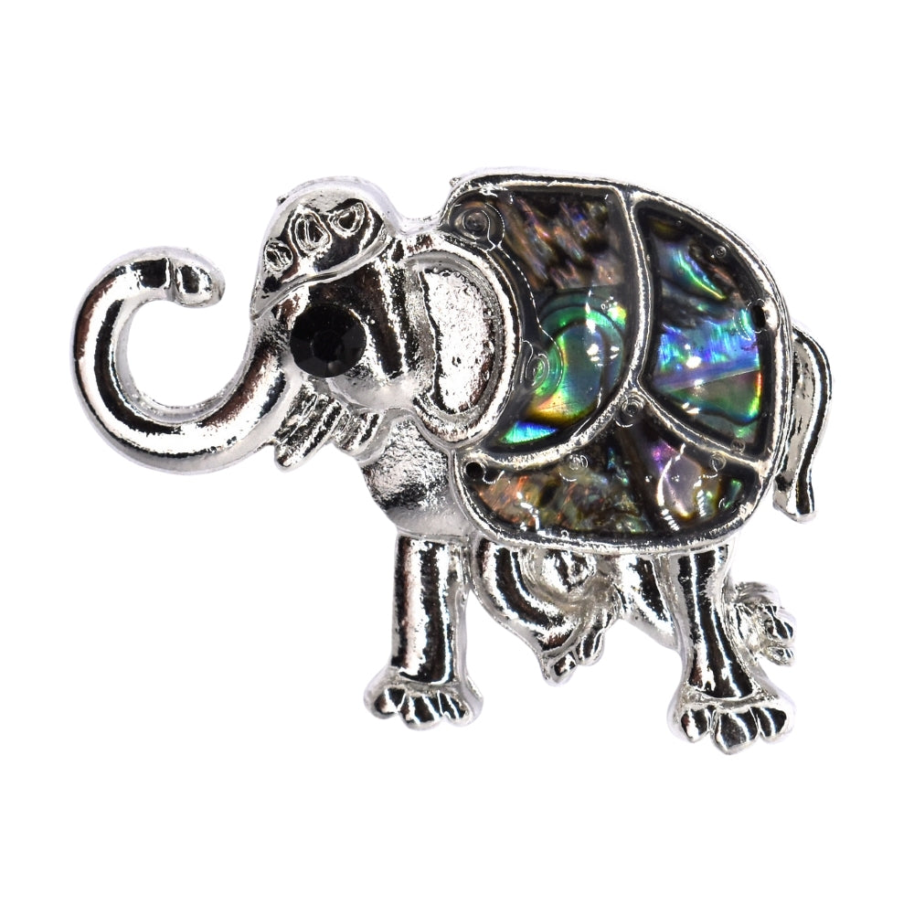 Silver plated marble elephant brooch - VBR7516