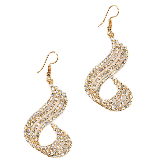 Fashion 65mm x 30mm 4 Row crystal swirl gold plated hook earring - VE422