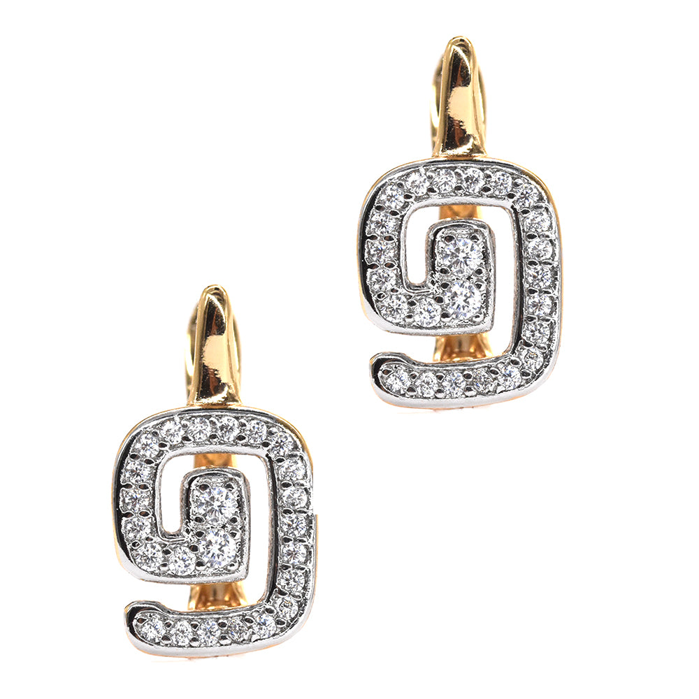 Premium cubic zirconia Aztec spiral mixed plated clip earring