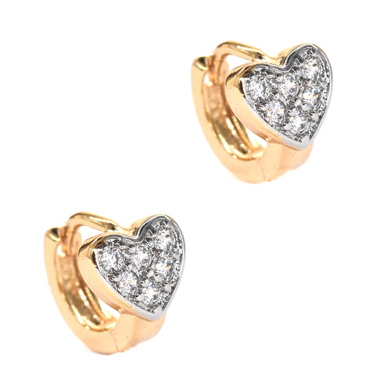 Premium CZ two tone Heart huggie - VE5833