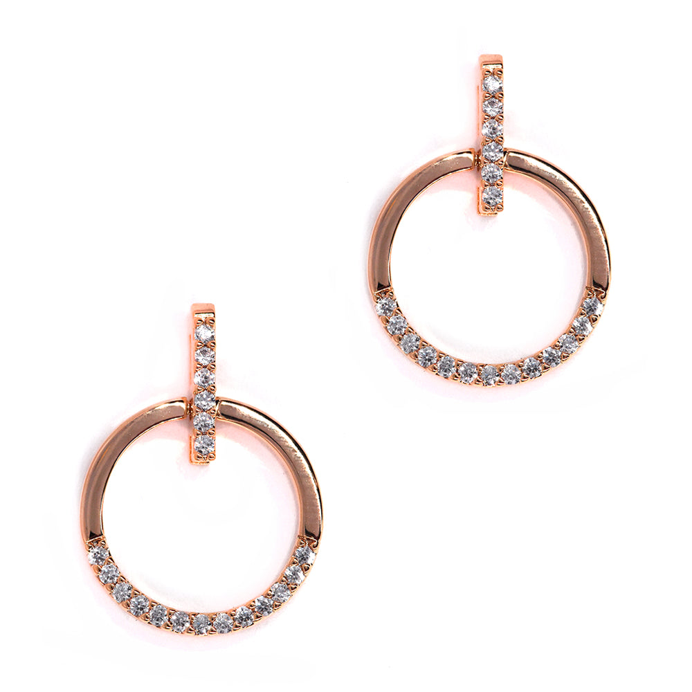 Premium cubic Zirconia round open drop earring