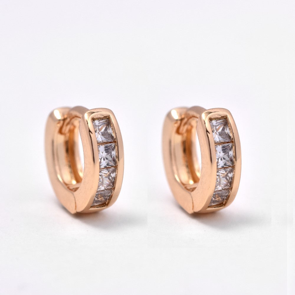 Premium cubic zirconia rose gold huggie