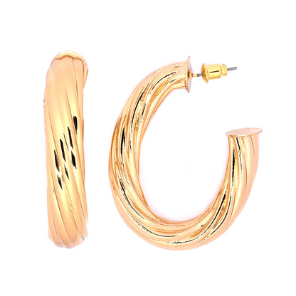 Premium fashion oval twisted thick hoop earring