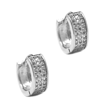 Premium 3 row cubic Zirconia round huggie - VE8217