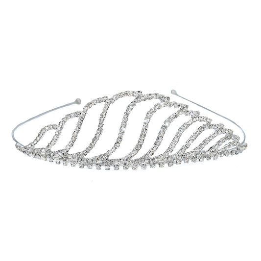 Crystal wave cutout silver tiara - VH457-1