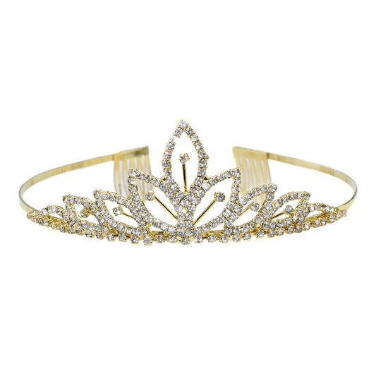 Crystal leaf gold tiara - VH459-1