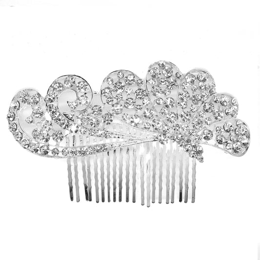 Crystal fanned swirl hair comb - VH6734