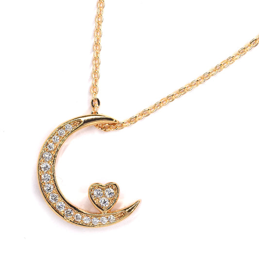 Premium cubic zirconia moon and heart necklace