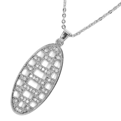 Premium cubic zirconia cutout pattern oval necklace